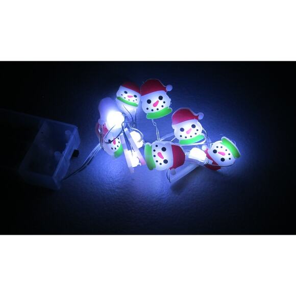 Christmas House LED Snowman Face String Lights 10 Count 3 Ft Battery DIY Crafts - Picture 4 of 4
